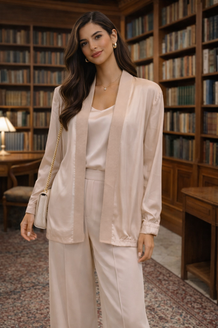Satin Finish Cardigan - Image 1