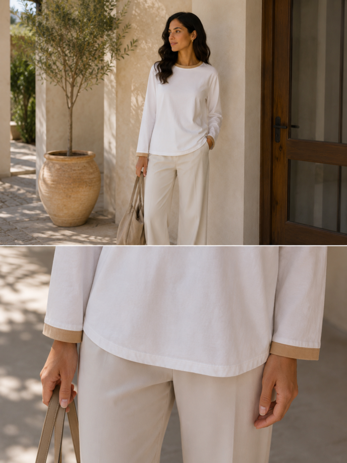 9EC5E23C-DED8-44F3-91BE-38B2E475787B Long Sleeve Top with Gold Lurex - Image 1