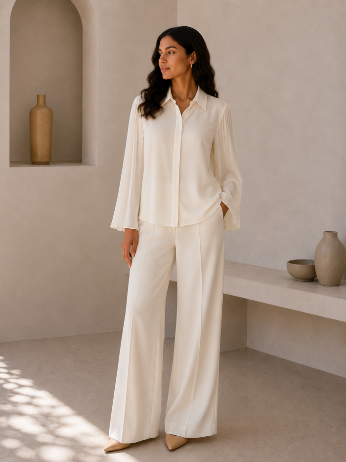 pleated chiffon shirt - Image 1