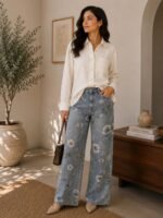 Floral Print Denim Jeans - Image 2