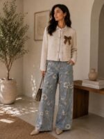 Floral Print Denim Jeans