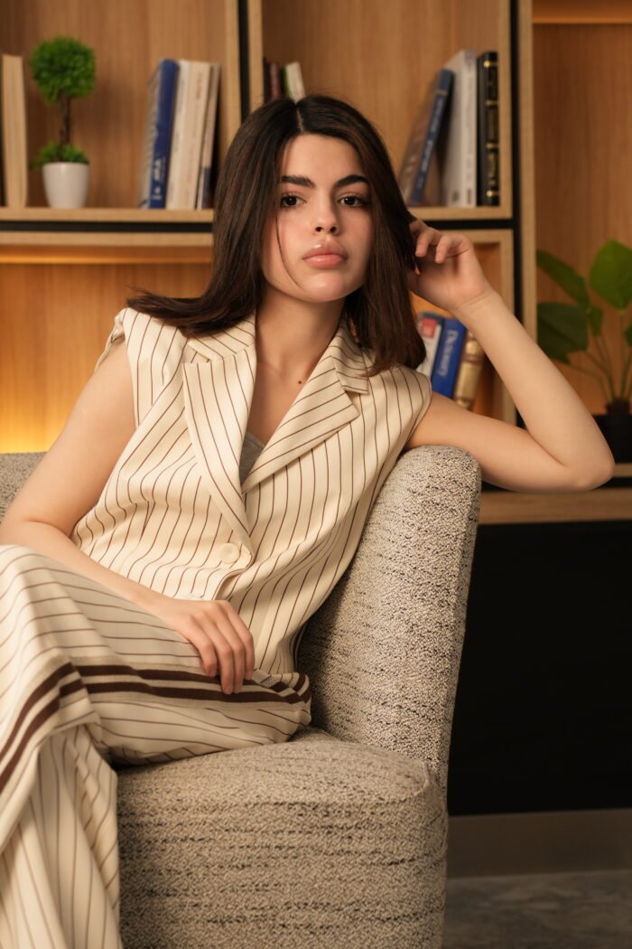 Tailored Striped Gilet - Image 1