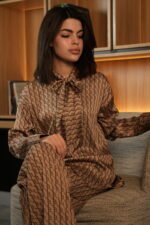 B Print Shirt with Ribbon Detail